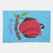 Funny magnificous frigate bird cartoon theedoek (Horizontaal)