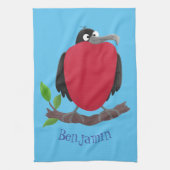 Funny magnificous frigate bird cartoon theedoek (Verticaal)