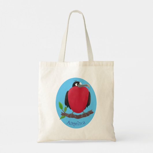Funny magnificous frigate bird cartoon tote bag (Achterkant)