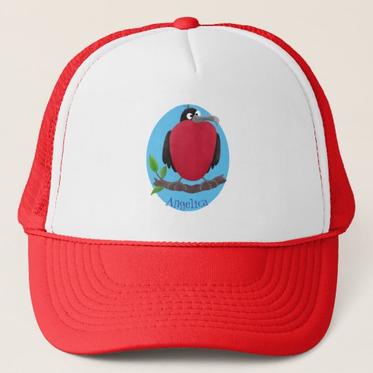 Funny magnificous frigate bird cartoon trucker pet (Voorkant)