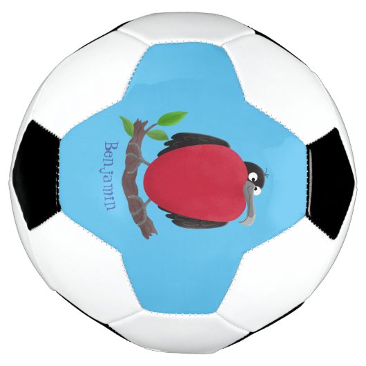 Funny magnificous frigate bird cartoon voetbal (Gedraaid)