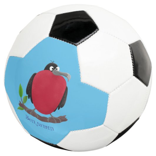 Funny magnificous frigate bird cartoon voetbal (Drie kwart)