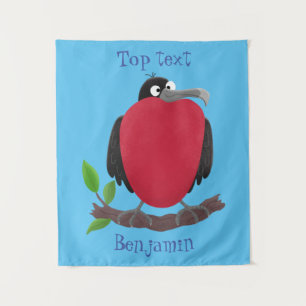 Funny magnificous frigate bird cartoon wandkleed