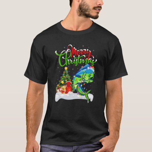 Funny Mahi Mahi Fish Lover Xmas Lighting Mahi Mahi T-shirt (Voorkant)