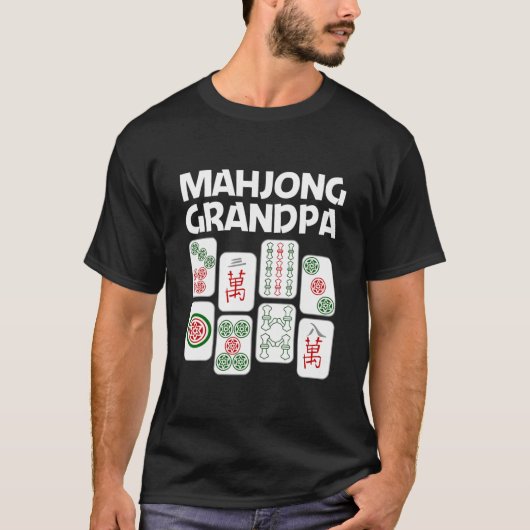 Funny Mahjong Gift Grandpa Mannen Tegel Game T-shirt (Voorkant)