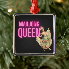 Funny Mahjong Queen Metalen Ornament