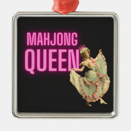 Funny  Mahjong Queen Metalen Ornament