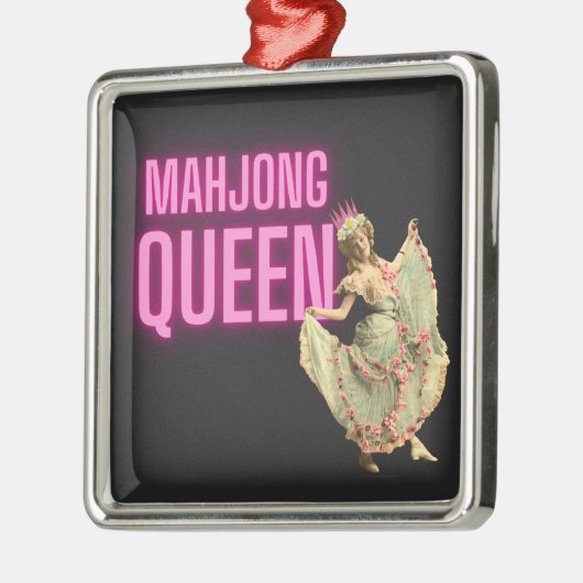 Funny  Mahjong Queen Metalen Ornament (Links)
