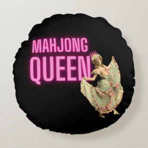 Funny Mahjong Queen Rond Kussen