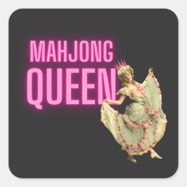 Funny  Mahjong Queen Vierkante Sticker
