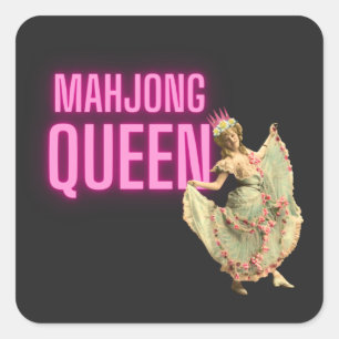 Funny  Mahjong Queen Vierkante Sticker