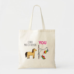 Funny Maid of Honor proposal, Cute Unicorn Tote Bag