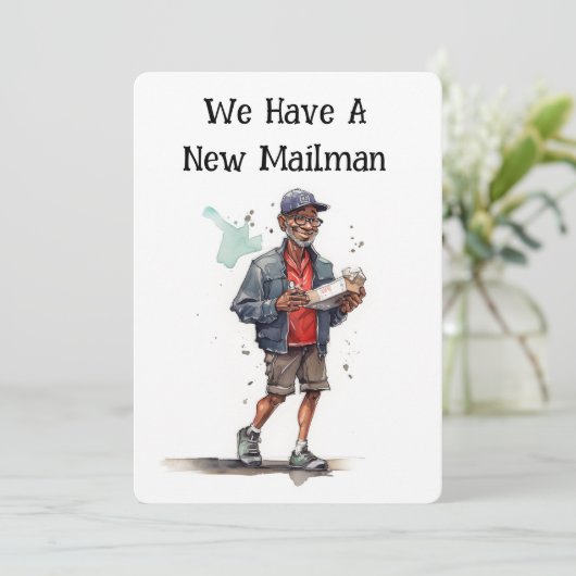 Funny Mailman Bewegende Aankondiging Kaarten (Staand voorkant)