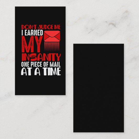 Funny Mailman Humor Insanity Mail Carrier Gezegde Visitekaartje (Voorkant / Achterkant)