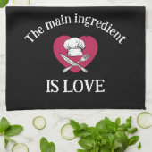 Funny Main Ingredient is Love Red Black Pset Theedoek (Gevouwen)