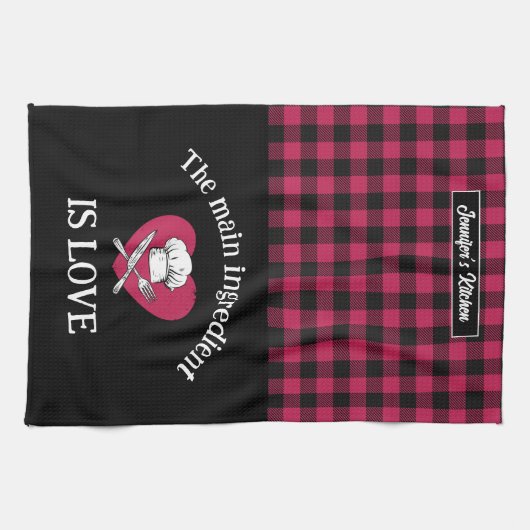 Funny Main Ingredient is Love Red Black Pset Theedoek (Horizontaal)