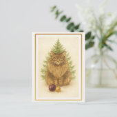 Funny Maine Coon Cat Christmas Postcard Briefkaart (Staand voorkant)