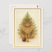 Funny Maine Coon Cat Christmas Postcard Briefkaart (Voorkant / Achterkant)