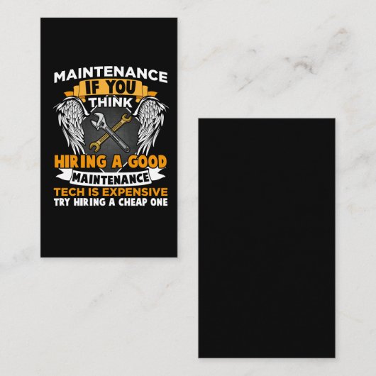 Funny Maintenance Tech Graphic Mechanical technicu Visitekaartje (Voorkant / Achterkant)