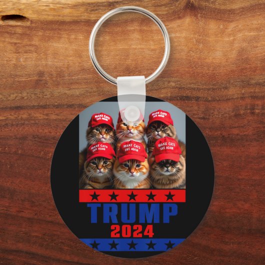 Funny Make Cats Save Again Trump Verenigde Staten Sleutelhanger (Voorkant)