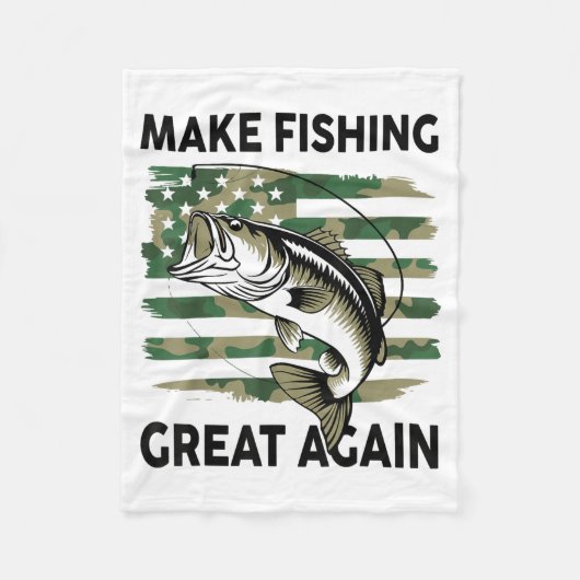 Funny Make Fishing Great Again Camo B Fish America Fleece Deken (Voorkant)