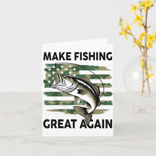 Funny Make Fishing Great Again Camo B Fish America Kaart (Gele Bloem)