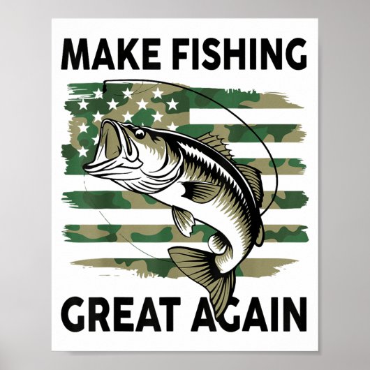 Funny Make Fishing Great Again Camo B Fish America Poster (Voorkant)