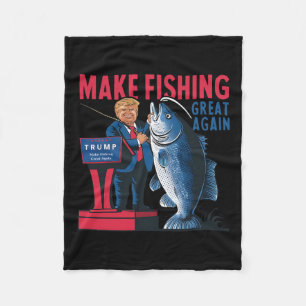Funny Make Vist weer geweldig Trump Fisherman Ang Fleece Deken