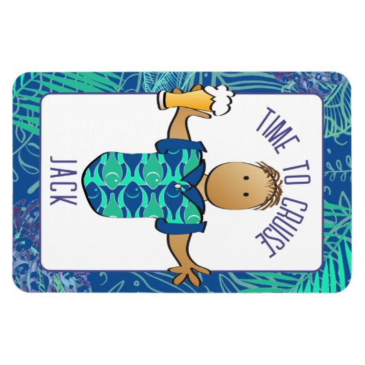 Funny Male Cartoon Vakantie Bier Etnische Cruise Magneet (Horizontaal)