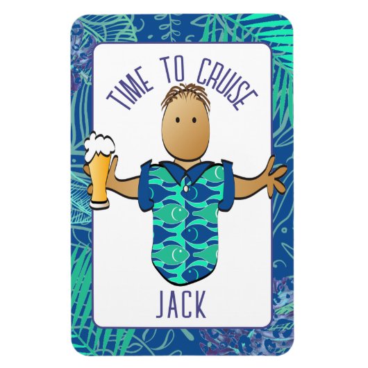 Funny Male Cartoon Vakantie Bier Etnische Cruise Magneet (Verticaal)
