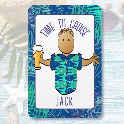 Funny Male Cartoon Vakantie Bier Etnische Cruise Magneet