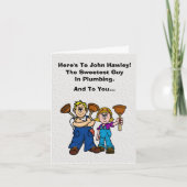 Funny Male en Vrouw Plumbers Day Card Kaart (Voorkant)