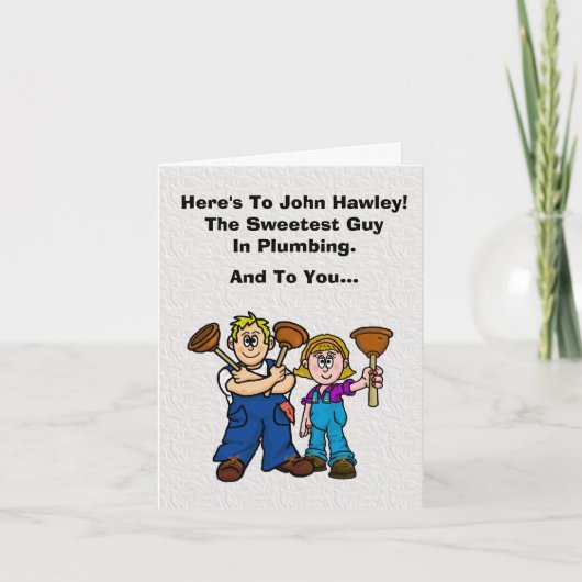 Funny Male en Vrouw Plumbers Day Card Kaart (Voorkant)