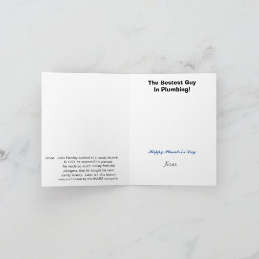 Funny Male en Vrouw Plumbers Day Card Kaart (Binnen)