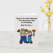 Funny Male en Vrouw Plumbers Day Card Kaart (Gele Bloem)