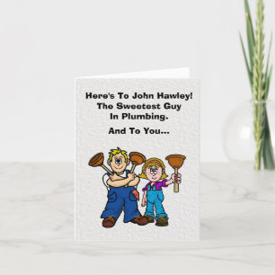 Funny Male en Vrouw Plumbers Day Card Kaart