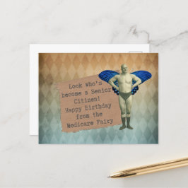 Funny Male Fairy Senior Birthday Briefkaart