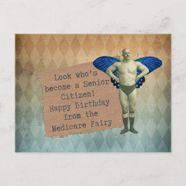 Funny  Male Fairy Senior Birthday Briefkaart