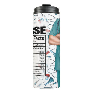 Funny Male Nurse Nutritional Facts Thermal Tumbler Thermosbeker