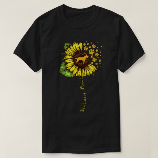 Funny Malinois mama Sunflower Moederdag Malinois T-shirt (Design voorkant)