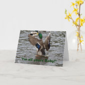 Funny Mallard Duck Birthday Kaart (Gele Bloem)