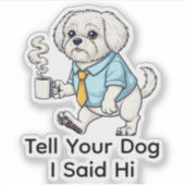 Funny Maltese Dog Business Suit Coffee  Sticker (Voorkant)