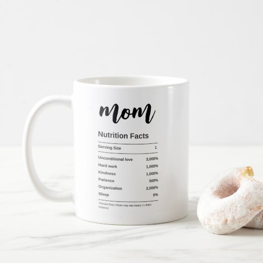 Funny mam Nutrition werkt zwart en wit. Koffiemok (Met donut)