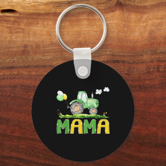 Funny Mama Birthday Boy Tractor Farm Truck Matchin Sleutelhanger (Voorkant)