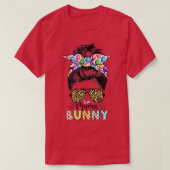 Funny Mama Bunny Leopard Messy Bun Happy Pasen T-shirt (Design voorkant)