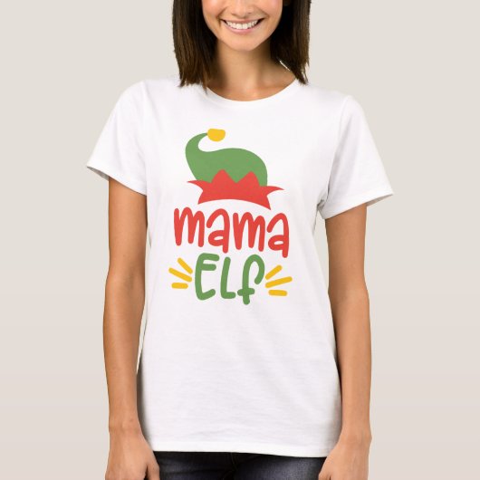 Funny Mama Elf Kerstmis T-shirt (Voorkant)