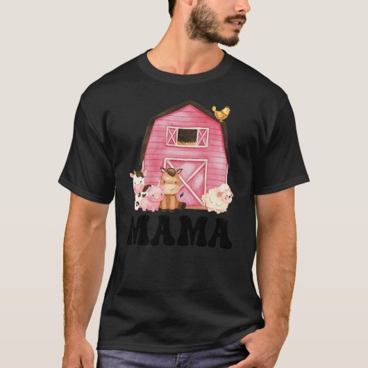 Funny Mama Farm Animals Birthday Theme Matching Fa T-shirt (Voorkant)