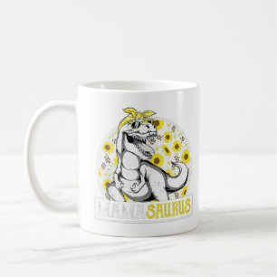 Funny Mama Saurus Sunflower , Dinosaur mam T Rex ( Koffiemok