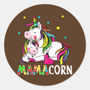 Funny Mamacorn Unicorn Autism Costume Mam Ronde Sticker