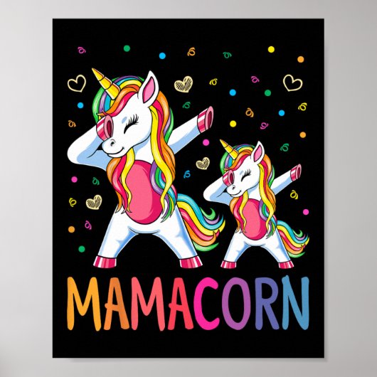 Funny Mamacorn Unicorn Costume Mam Moederdag Poster (Voorkant)